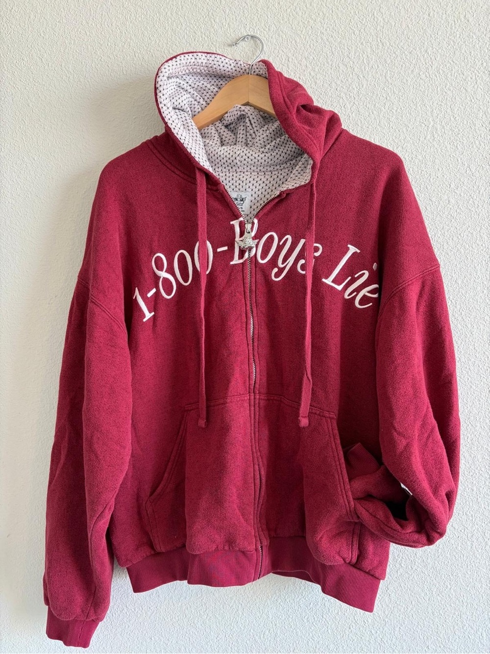 Boys Lie Red 1-800-Boys Lie Zip-Up Hoodie XS/S